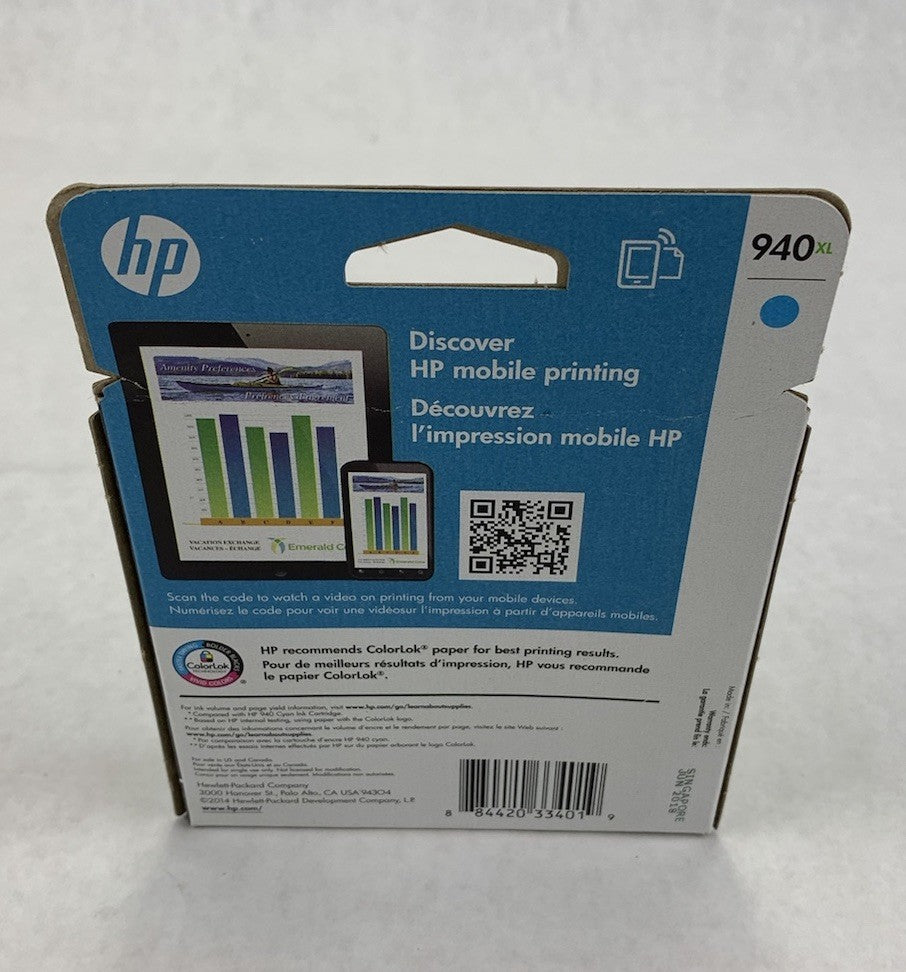 HP Officejet Pro 940XL C4907AN Cyan Ink Exp. June 2018 (Lot of 2)
