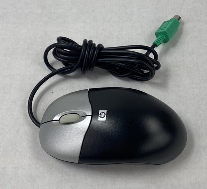 Lot of 6 HP MOAFKOA PS/2 Black and Silver Optical Scroll Wheel 3 Button Mouse