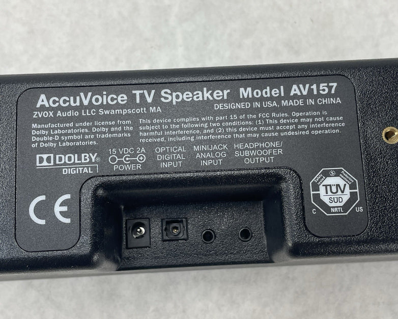 ZVOX AccuVoice AV157 TV Speaker Soundbar No Cords Untested