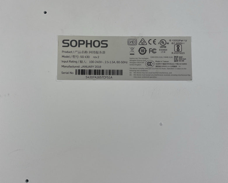 Sophos SG 430 16GB Ram Rev 2 Firewall No Ram No HDD No OS - Tested