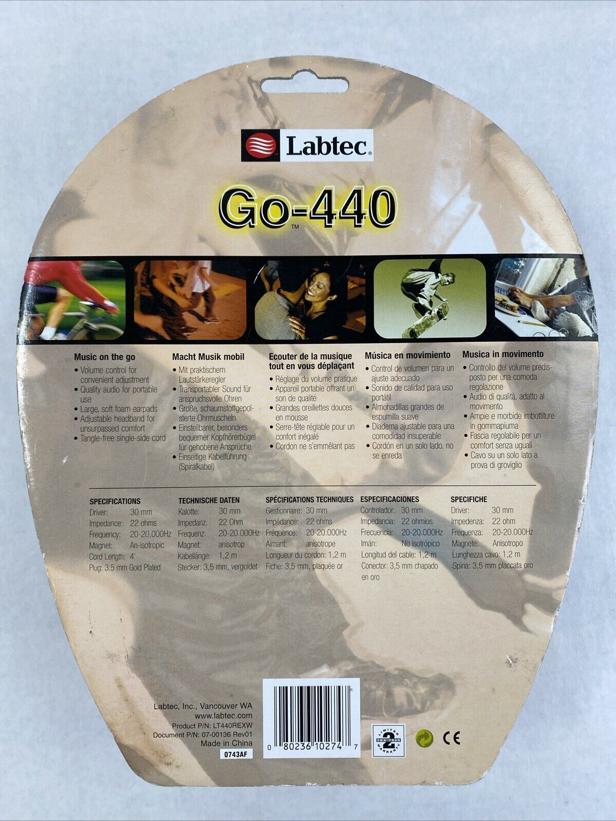 Labtec LT440REXW Go-440 Music Headphones 3.5mm SEALED