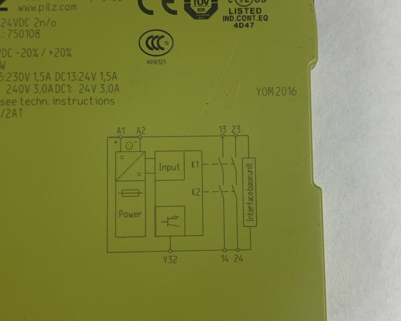 Pilz 750108 PNOZ s8 24VDC Contact Expansion Module Missing Terminal Untested