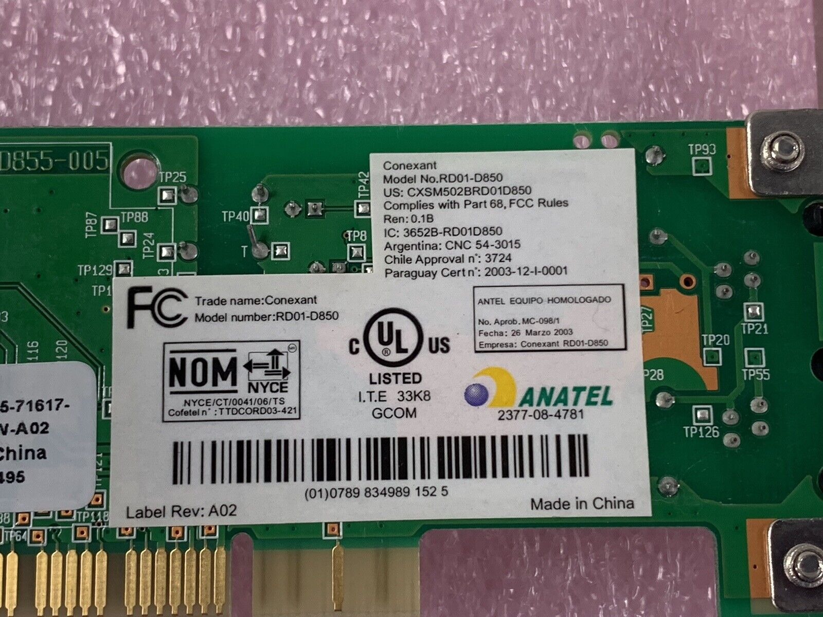 DELL Conexant RD01-D850 56K Data Fax Modem 0FF959