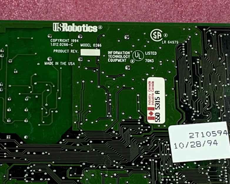 US Robotics 2710594 8-Bit 14.4K Internal Sportster Faxmodem ISA Card 0266