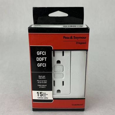 New Pass & Seymour LeGrand 1595-WCC10 GFCI Duplex Receptacle White