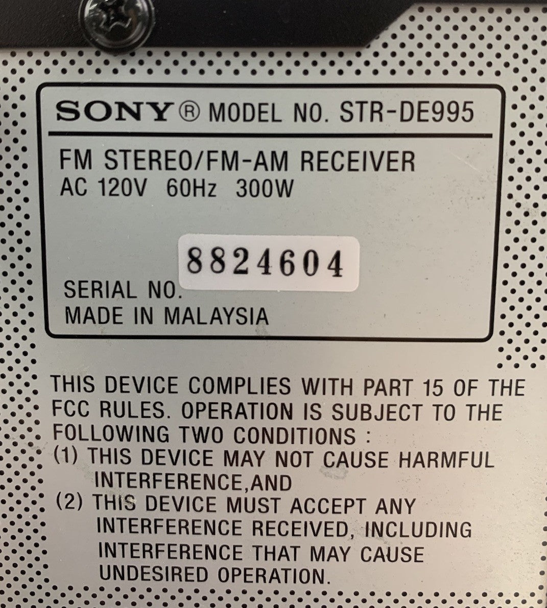 Sony STR-DE995 FM Stereo/FM-AM Receiver - Tested11