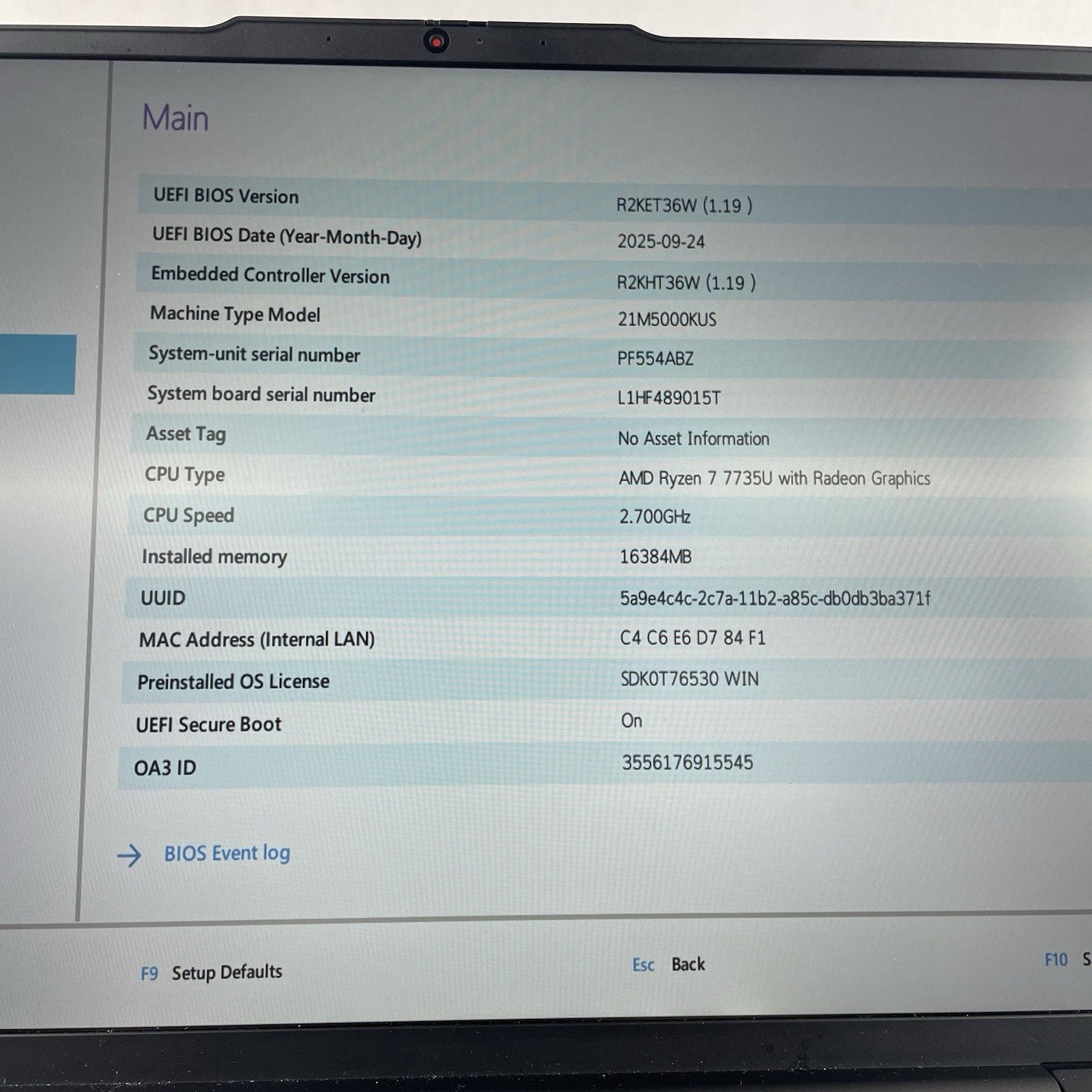 Lenovo ThinkPad E16 Gen 2 16" Ryzen 7 7735U 2.70 GHz 16 GB RAM No SSD No OS READ4