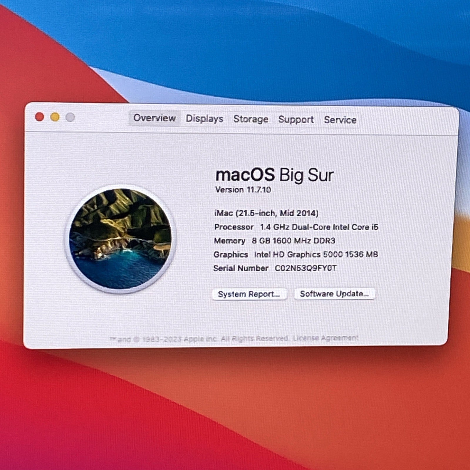 Apple A1418 iMac 21.5" 2014 1.4 GHz i5 8 GB RAM 500GB HDD macOS 11.7.1