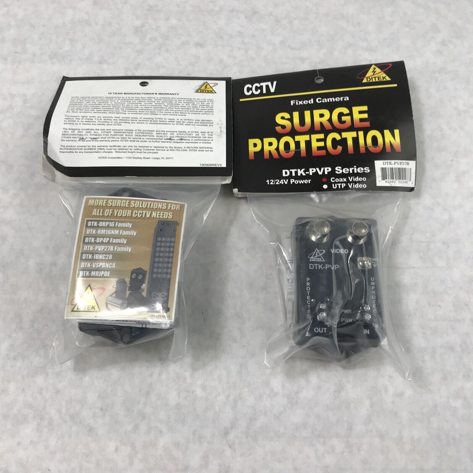 Ditek DTK-PVP27BTPV Analog HDCCTV Camera Surge Protection (Lot of 2)