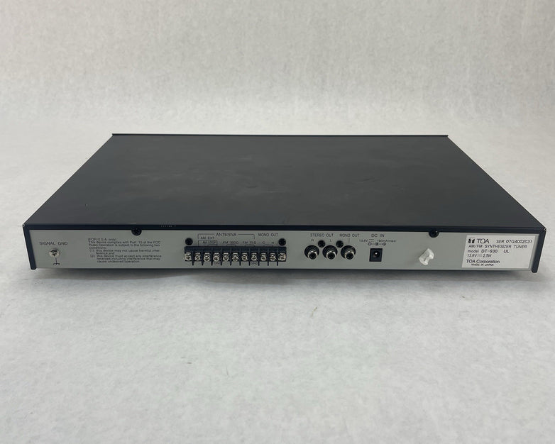 TOA DT-930 AM/FM Synthesizer Tuner No Power Cord