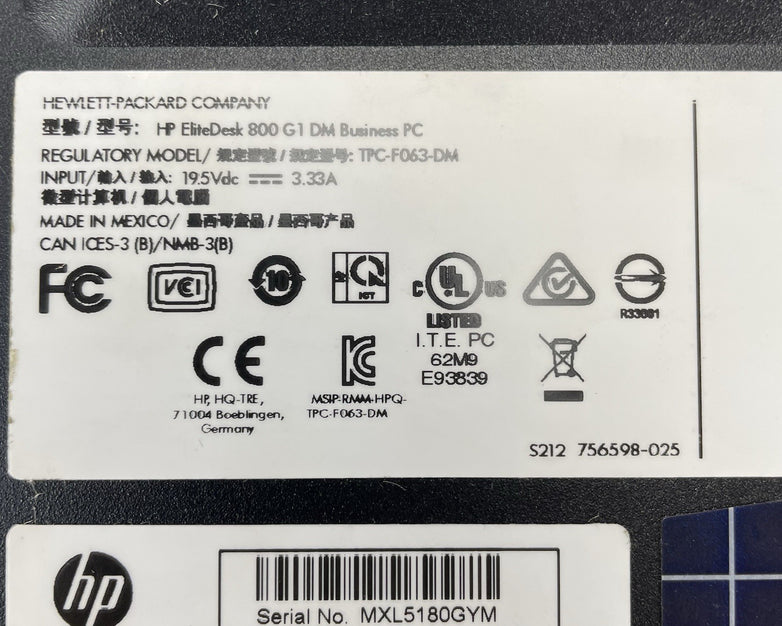 HP EliteDesk 800 G1 Micro i5-4590T 2.00 GHz 8 GB RAM No SSD/OS/AC - Bad USB