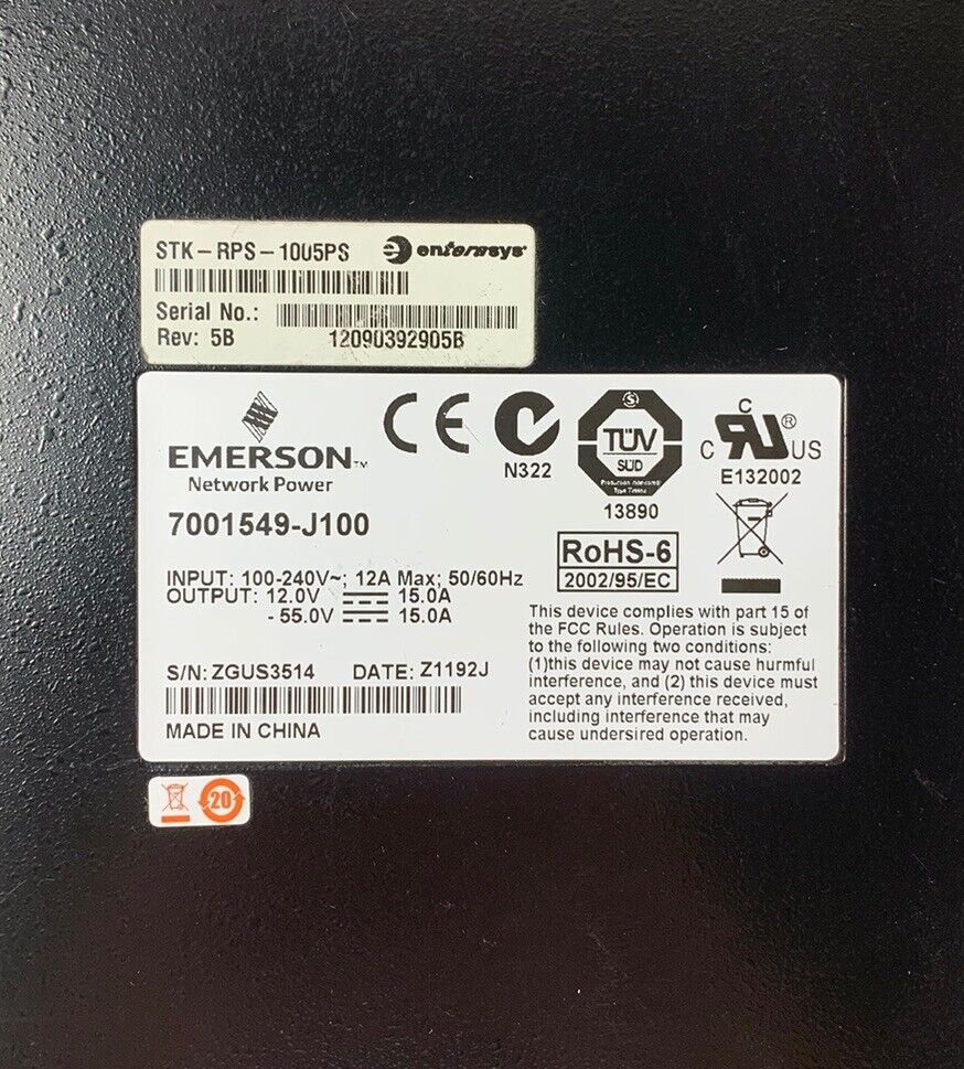 Emerson 7001549-J100 Power Supply 240V 60Hz 12A