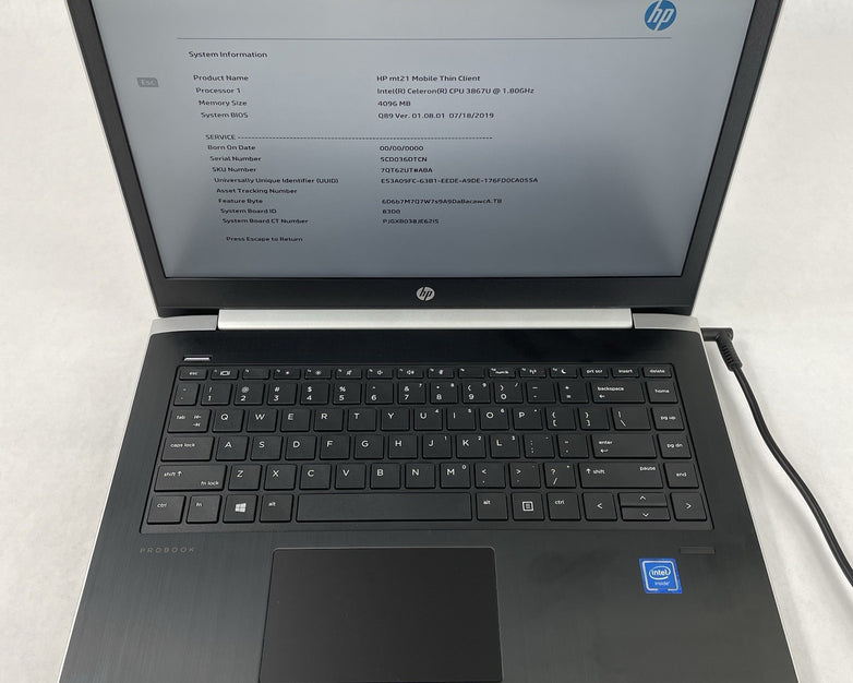 HP mt21 14" Celeron 3867U 1.80 GHz 4 GB RAM No SSD/OS/AC/Batt