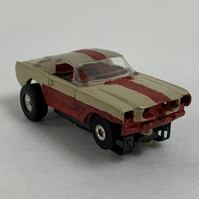 Aurora Thunderjet HO Slot Car Ford Mustang White With Red Stripe Untested