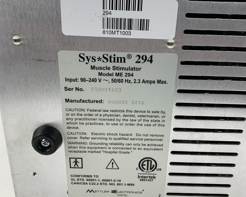 Mettler Electronics Sys Stim 294 Four-Channel No Power