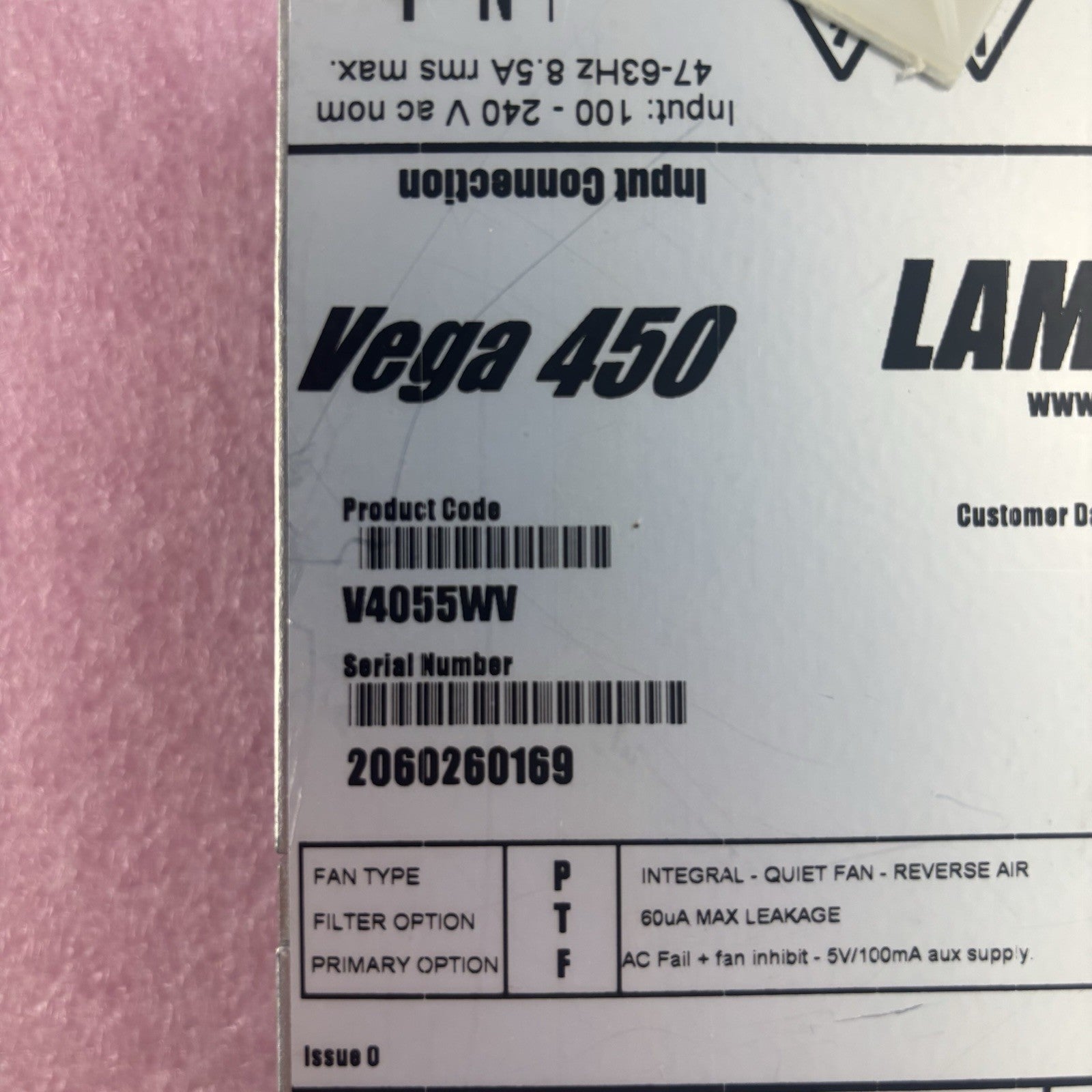Lambda Vega 450 Power Supply V40616F 450W Industrial PSU Untested