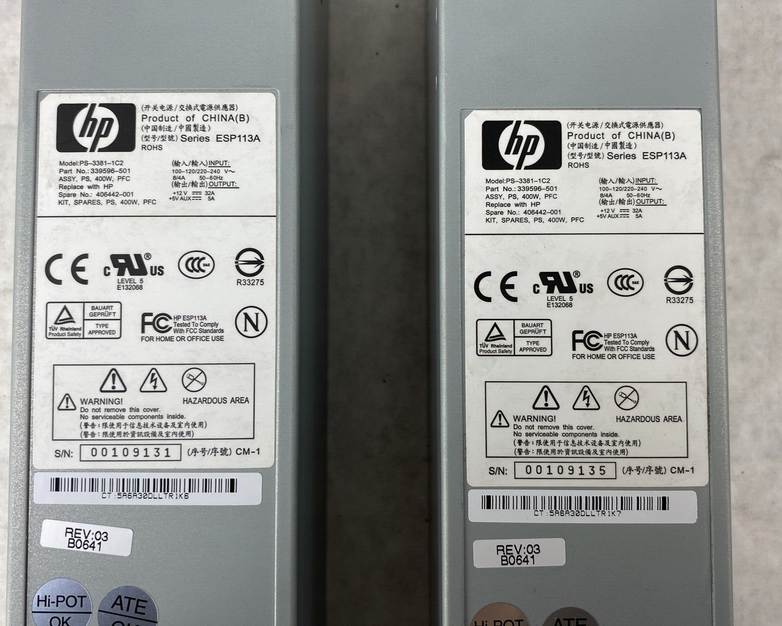 Lot of 2 HP Astec AA22680 1200W Power Supply 0957-2186 A6961-67225 PSU