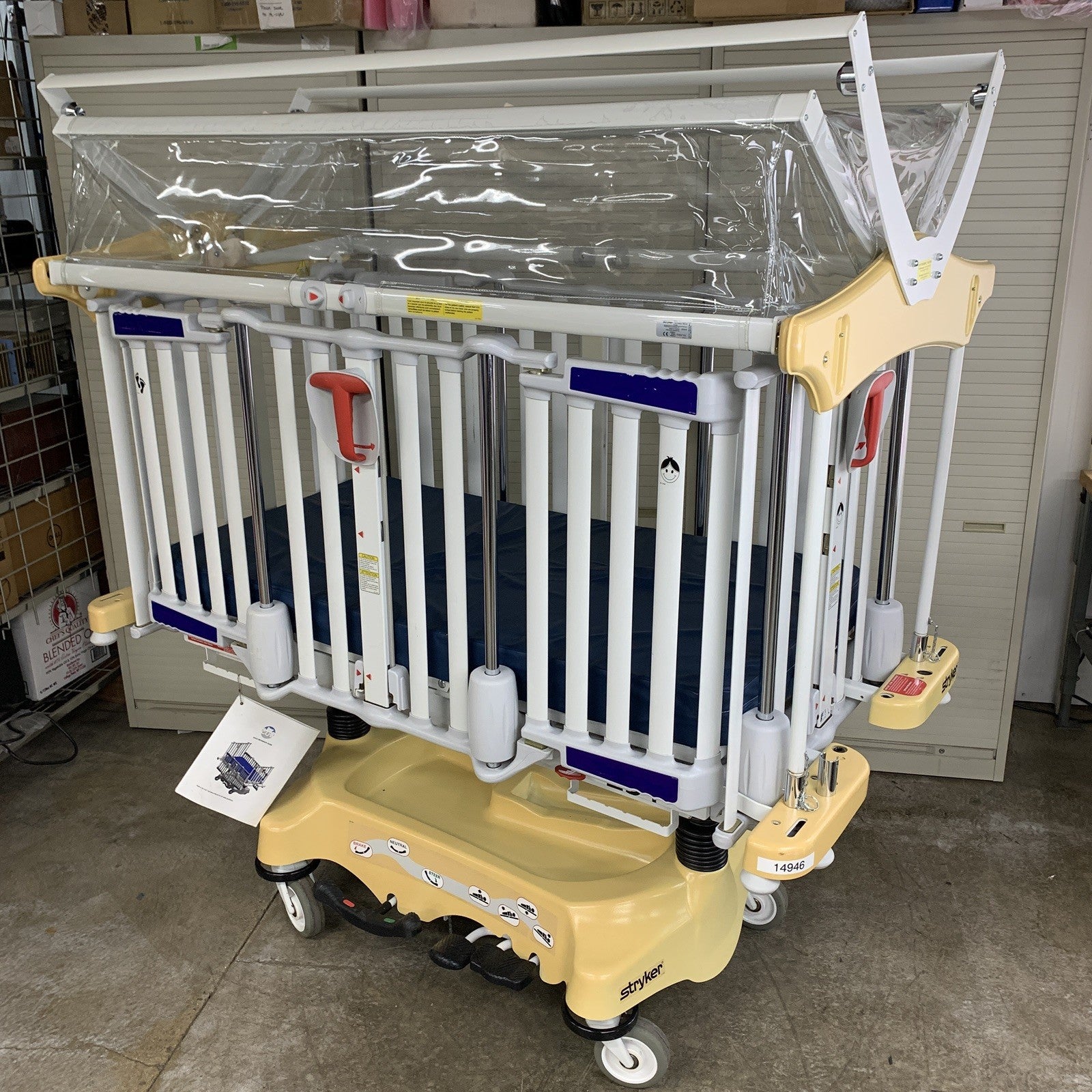Stryker Cub FL19H Pediatric Crib with Mattress and FA64183 Retractable Top