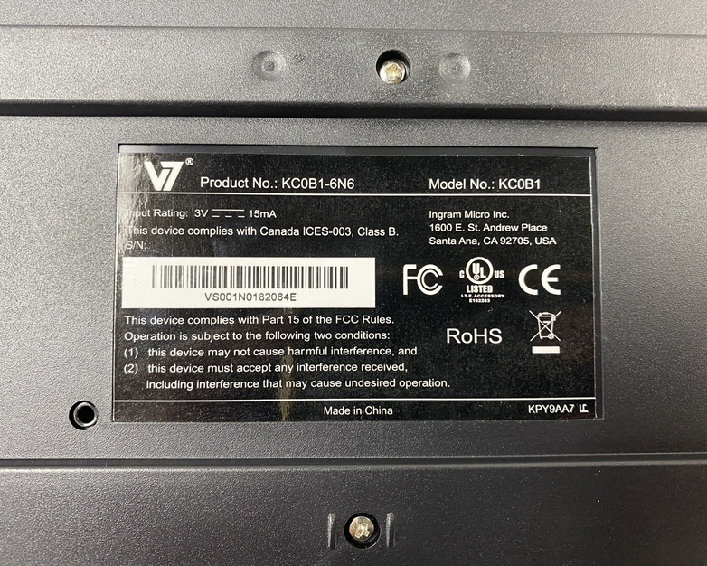 V7 KC0B1-6N6 Plug and Play Interface USB Keyboard Tested