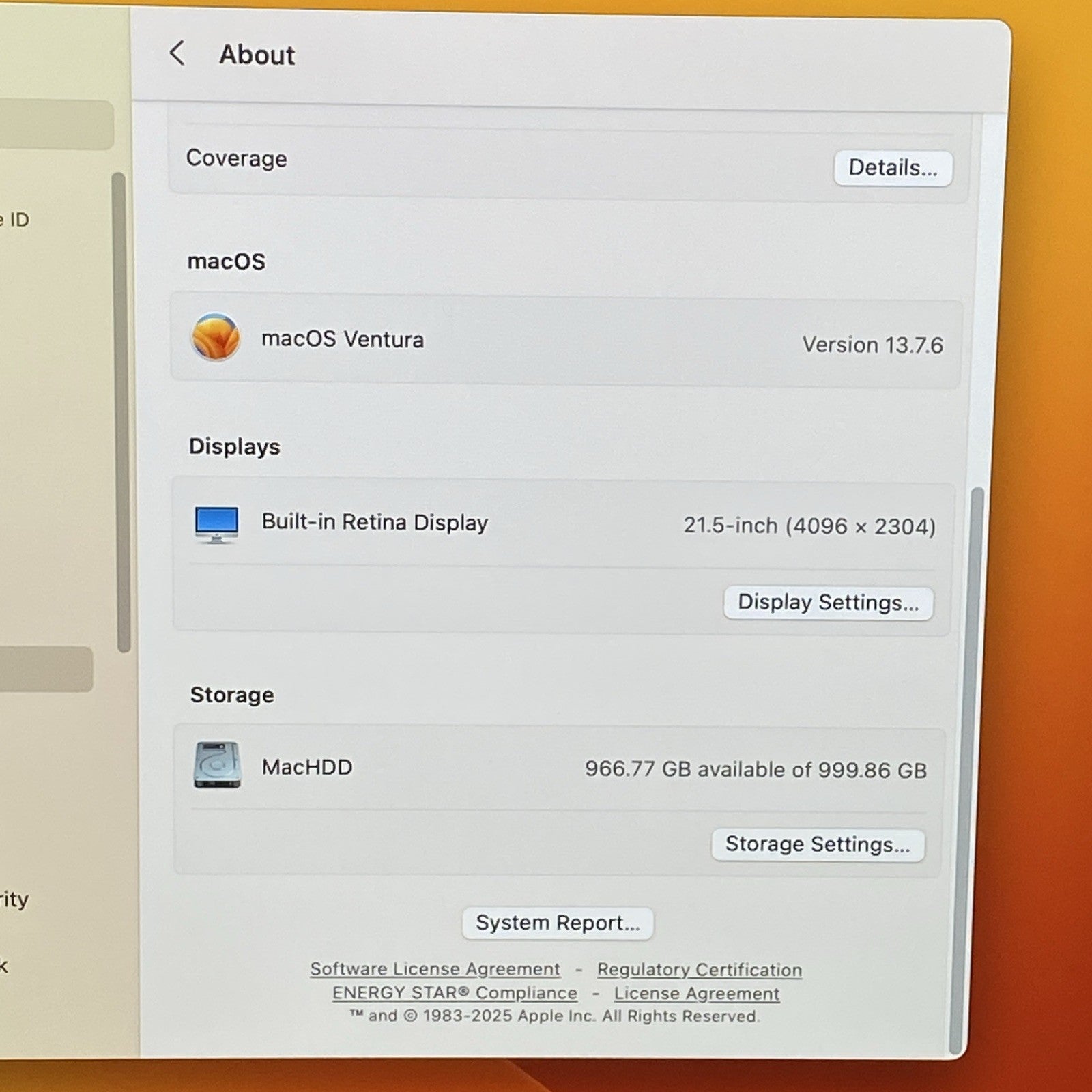Apple A1418 iMac Retina 4k 21.5" 2017 3.4GHz i5 32GB RAM 1TB HDD os13.7.6