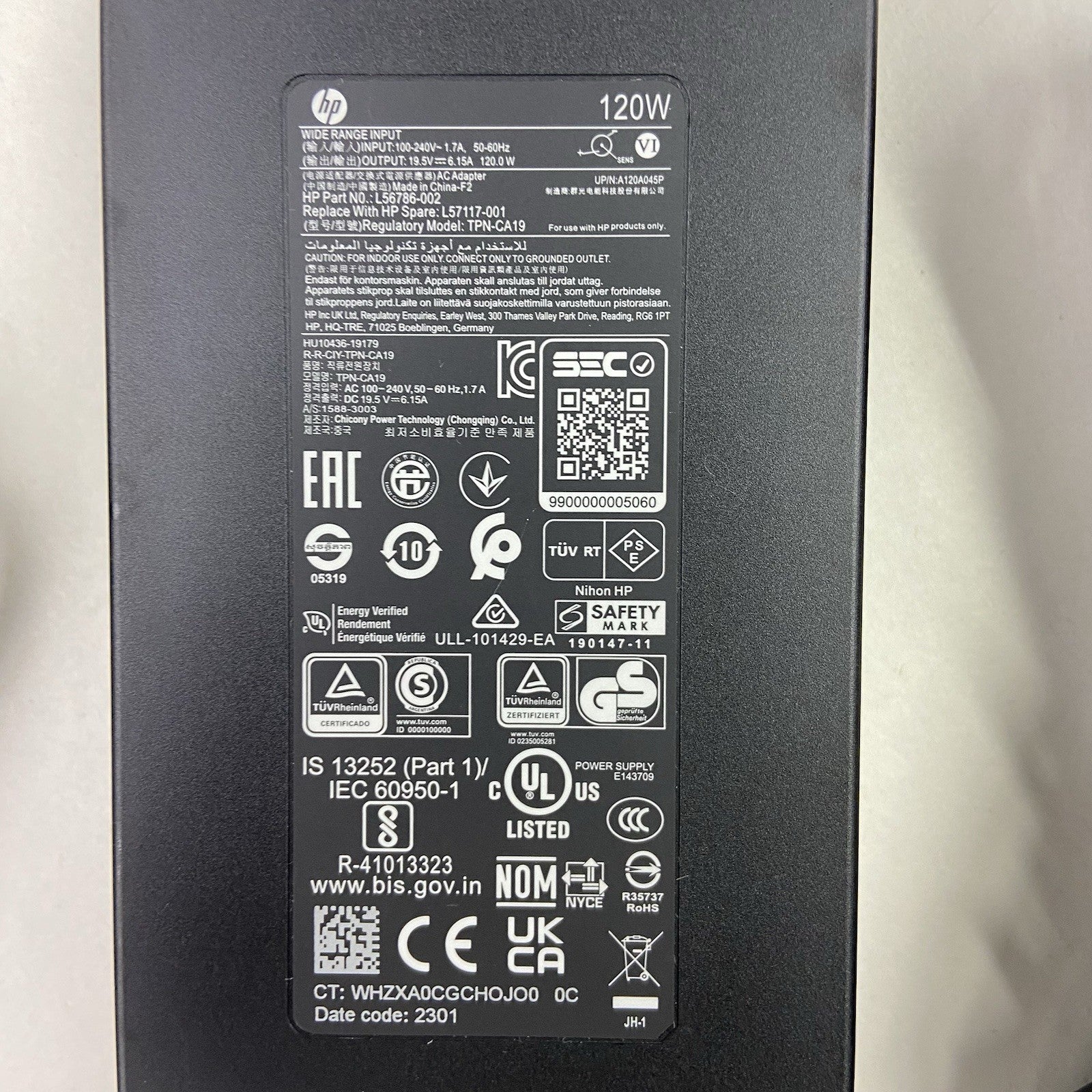 HP 120W AC Adapter Power Supply L57117-001 19.5V 6.15A 7.4mm Charger3