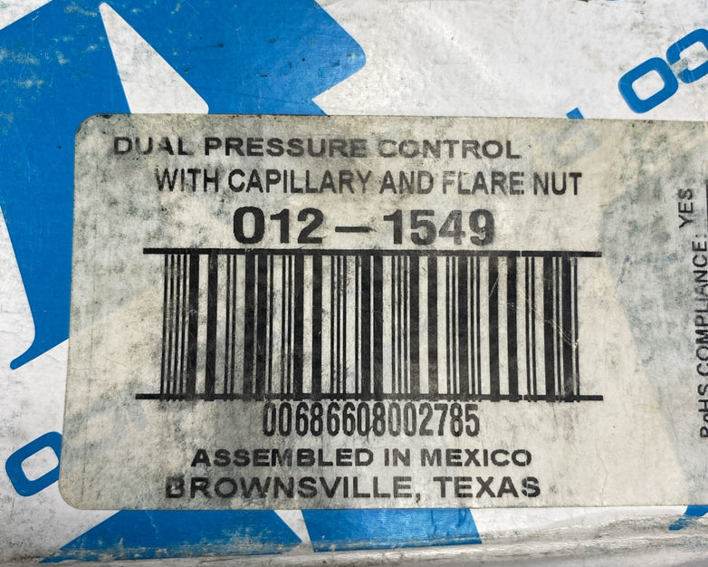 Ranco 012-1549 Dual Pressue Control With Flare Nut Connectors