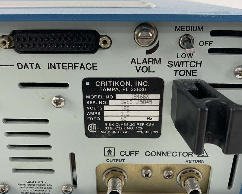 Critikon Dinamap Vital Signs Monitor 1846 SX - Powers On - No Cuff Included