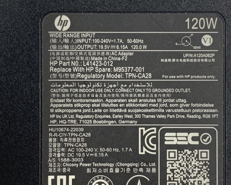 HP TPN-CA28 AC Charger 120v 19.5 V 6.15A L4123-012