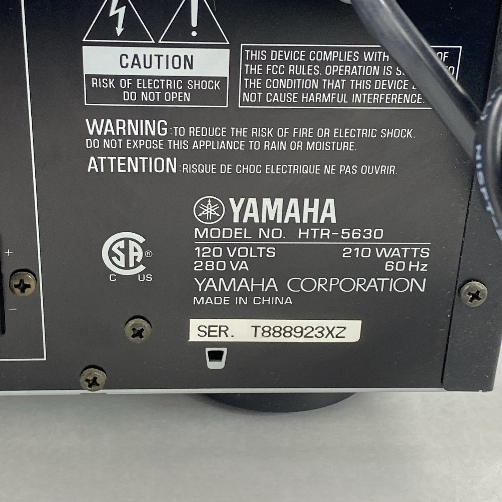 Yamaha HTR-5630 Natural Sound AV Receiver No Remote