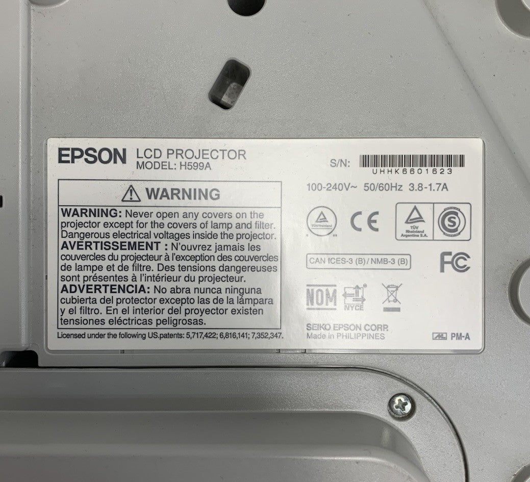 Epson BrightLink 595Wi H599A LCD Lamp Projector 1610 Lamp Hours - No Remote7