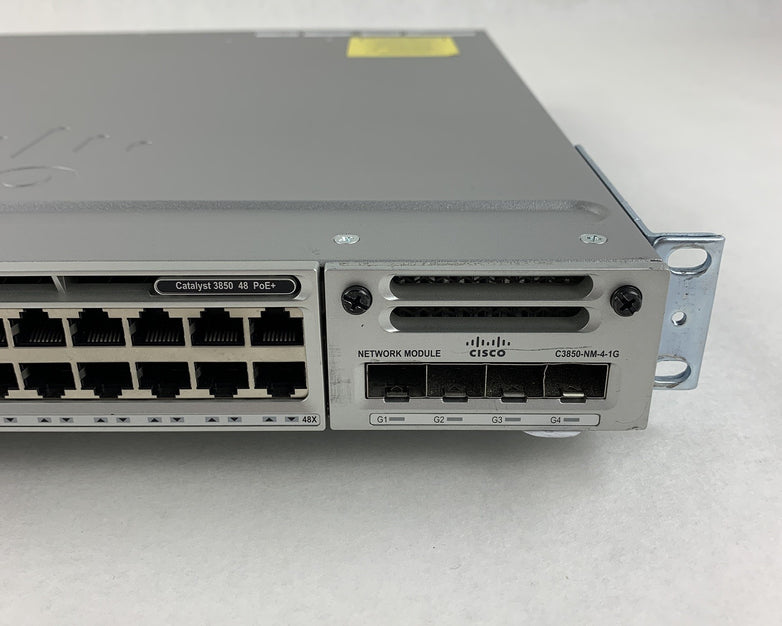 Cisco WS-C3850-48P-S V07 Catalyst 3850 w/ C3850-NM-4-1G Switch Tested Reset