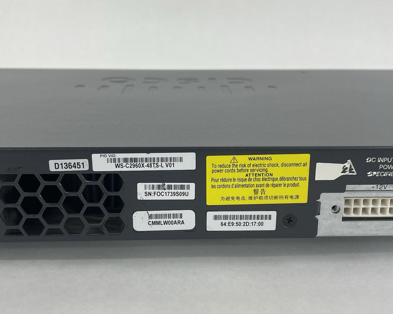 Cisco Catalyst WS-C2960X-48TS-L V01  48 Port Gigabit Switch - Tested