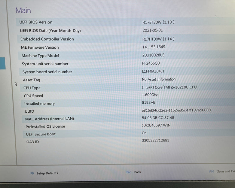 Lenovo ThinkPad L14 Gen 1 14" i5-10210U 1.60 GHz 8 GB RAM No SSD/OS/AC