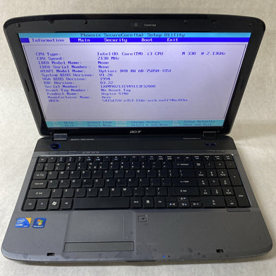 Acer Aspire 5740 15.6" Intel Core i3-M330 2.13GHz 4GB RAM No AC HDD OS