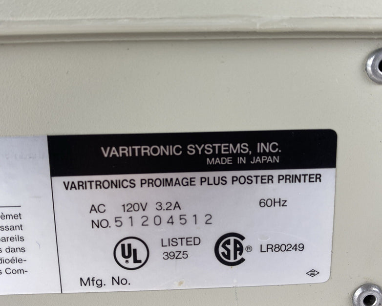 Varitronics ProImage Plus Poster Printer UNTESTED