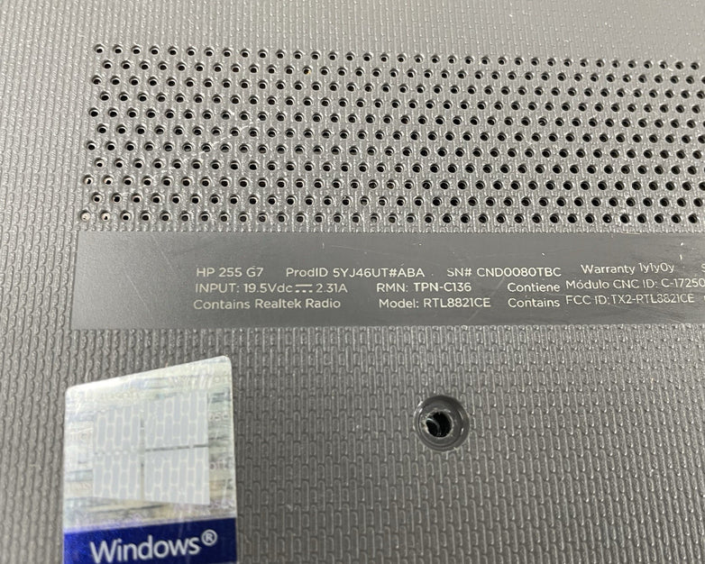 HP 255 G7 15.6" Ryzen 3 2200U 2.50 GHz 8 GB RAM No SSD/OS/AC - READ