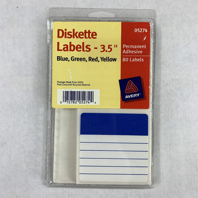 Avery 05274 3.5" Diskette Labels 80 Label Vintage Multiple Colors New SEALED OEM