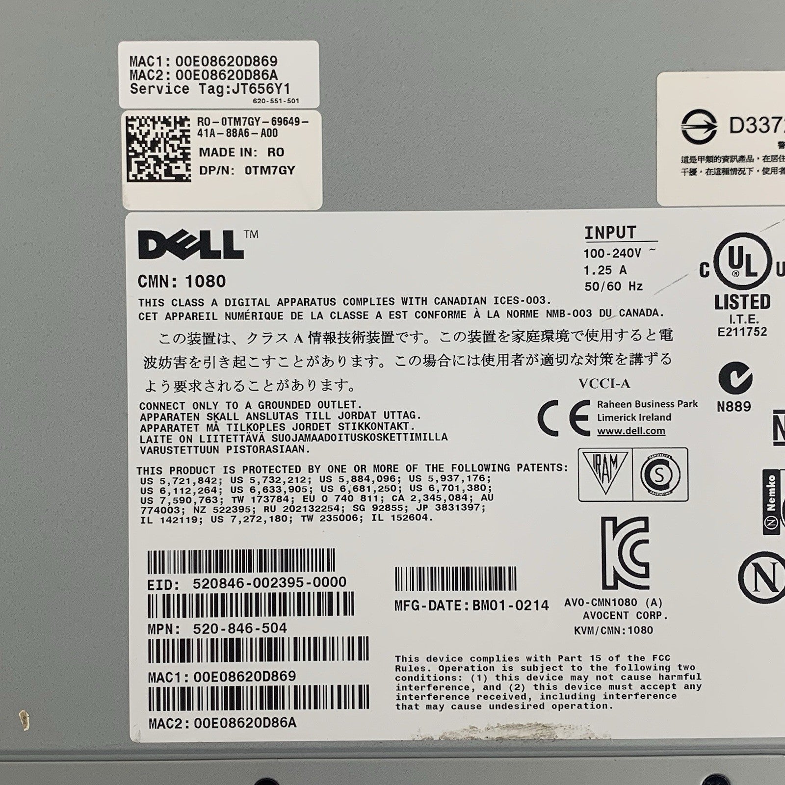 Dell KVM 1082DS 8-Port Analog Rackmount KVM Switch Tested No Rails9