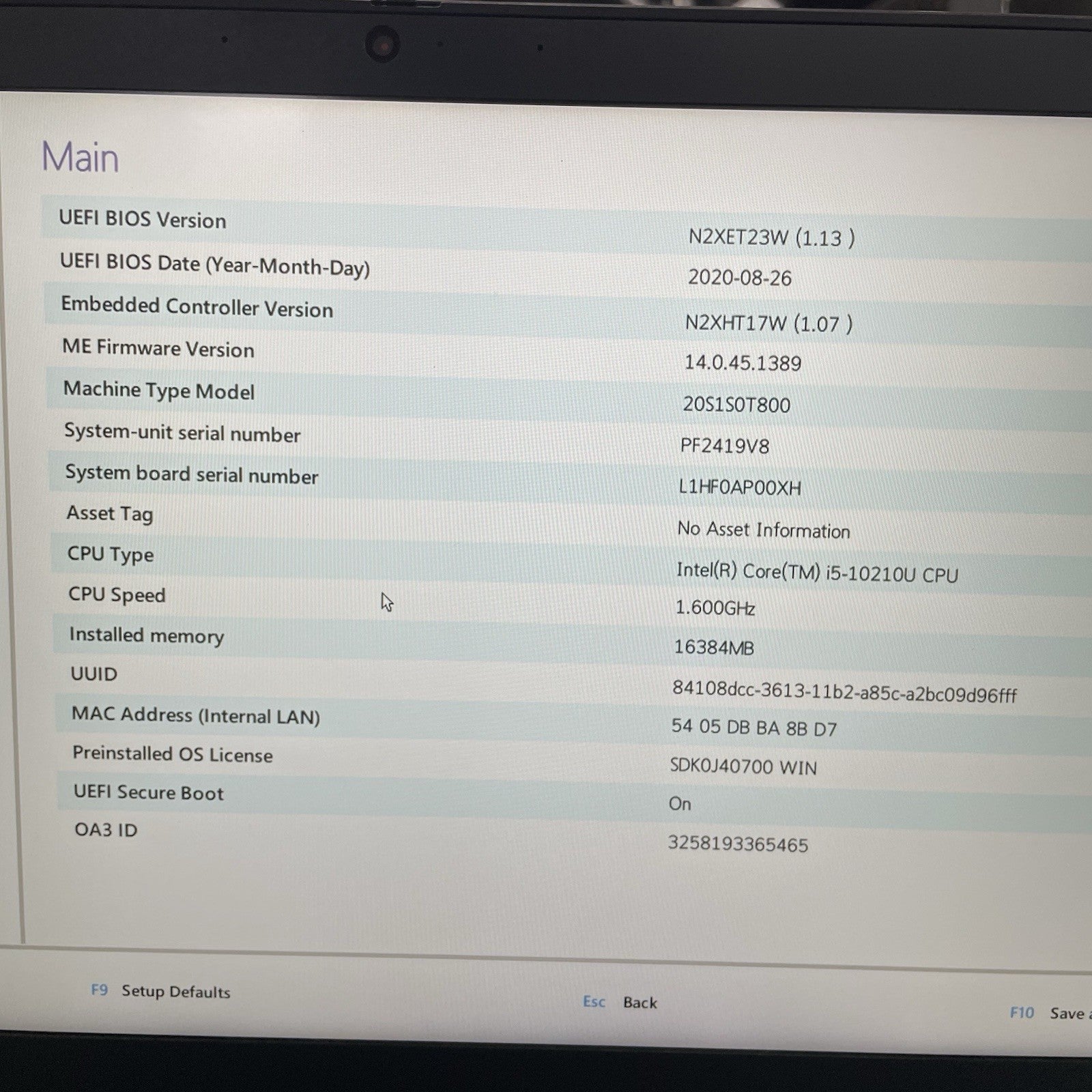 Lenovo ThinkPad T14 Gen1 14" i5-10210U 1.60 GHz 16 GB RAM No SSD/OS/AC/Batt2
