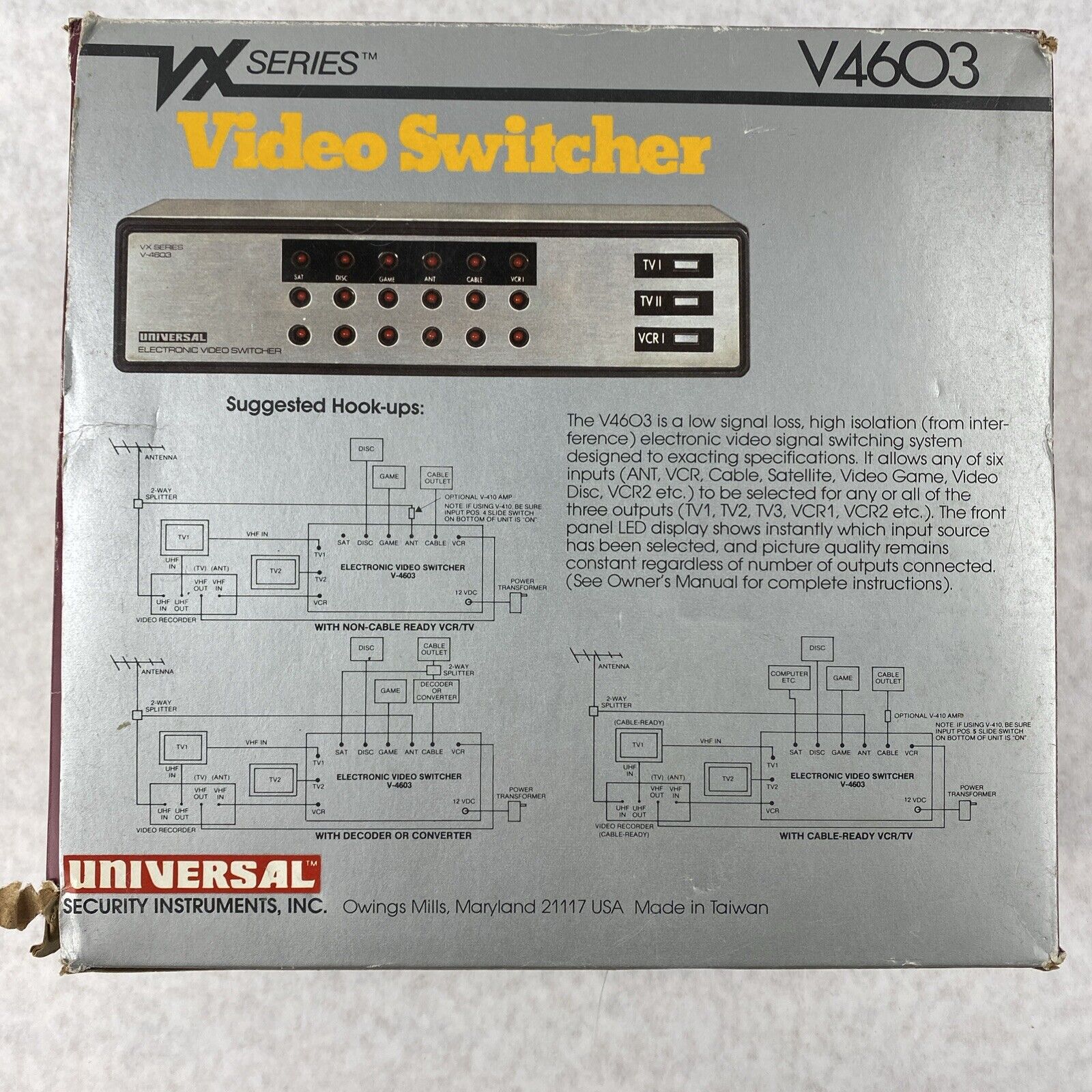 Universal V-4603 Vintage VX Series Electronic Video Switcher