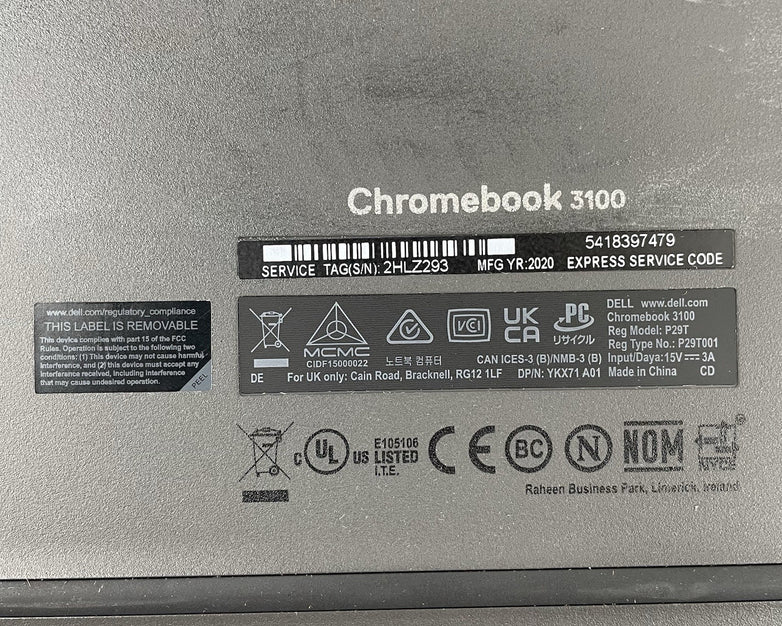 Dell ChromeBook 3100 11.6" Celeron N4020 1.10 GHz 4 GB RAM 16 GB Storage