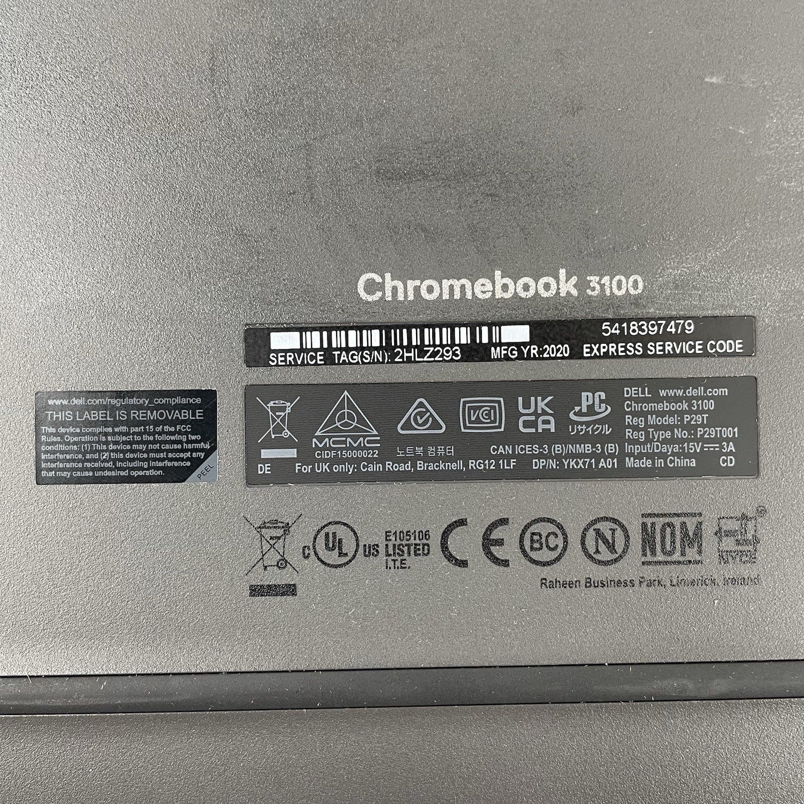 Dell ChromeBook 3100 11.6" Celeron N4020 1.10 GHz 4 GB RAM 16 GB Storage13