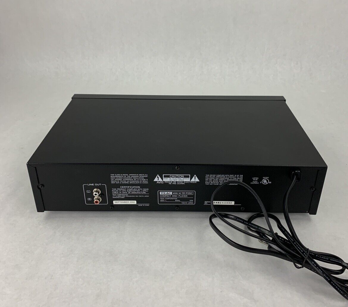 Teac CD-P1250 CD Player Tested has Bad CD Tray For Parts and Repair