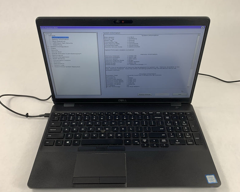 Dell Precision 3541 15.6" Laptop Intel i7-9750H 2.6 GHz 16 GB Ram No OS No HDD