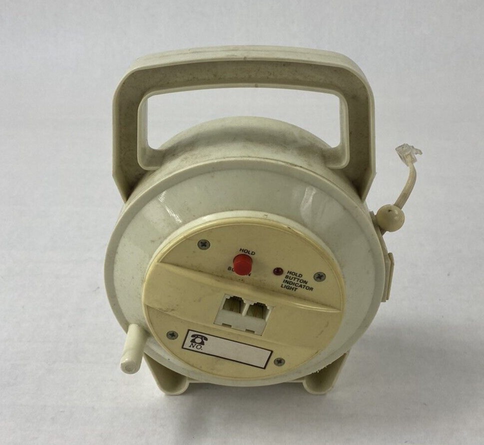 Vintage PORT-A-PHONE Leviton Cable 50 Foot Telephone Cord Reel Double Outlet