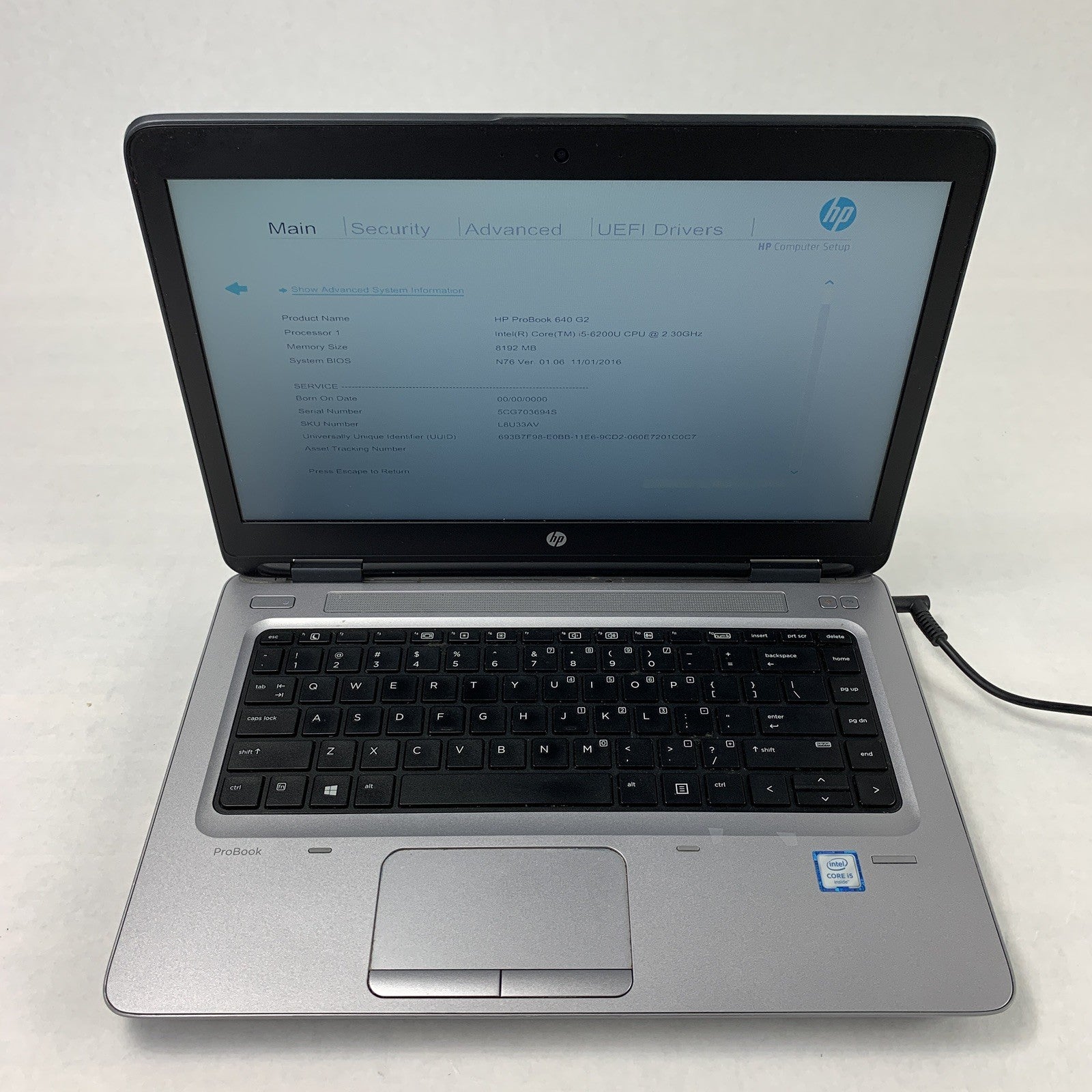 HP ProBook 640 G2 14" Intel Core i5-6200U 2.3 GHz 8 GB Ram No OS No HDD No AC