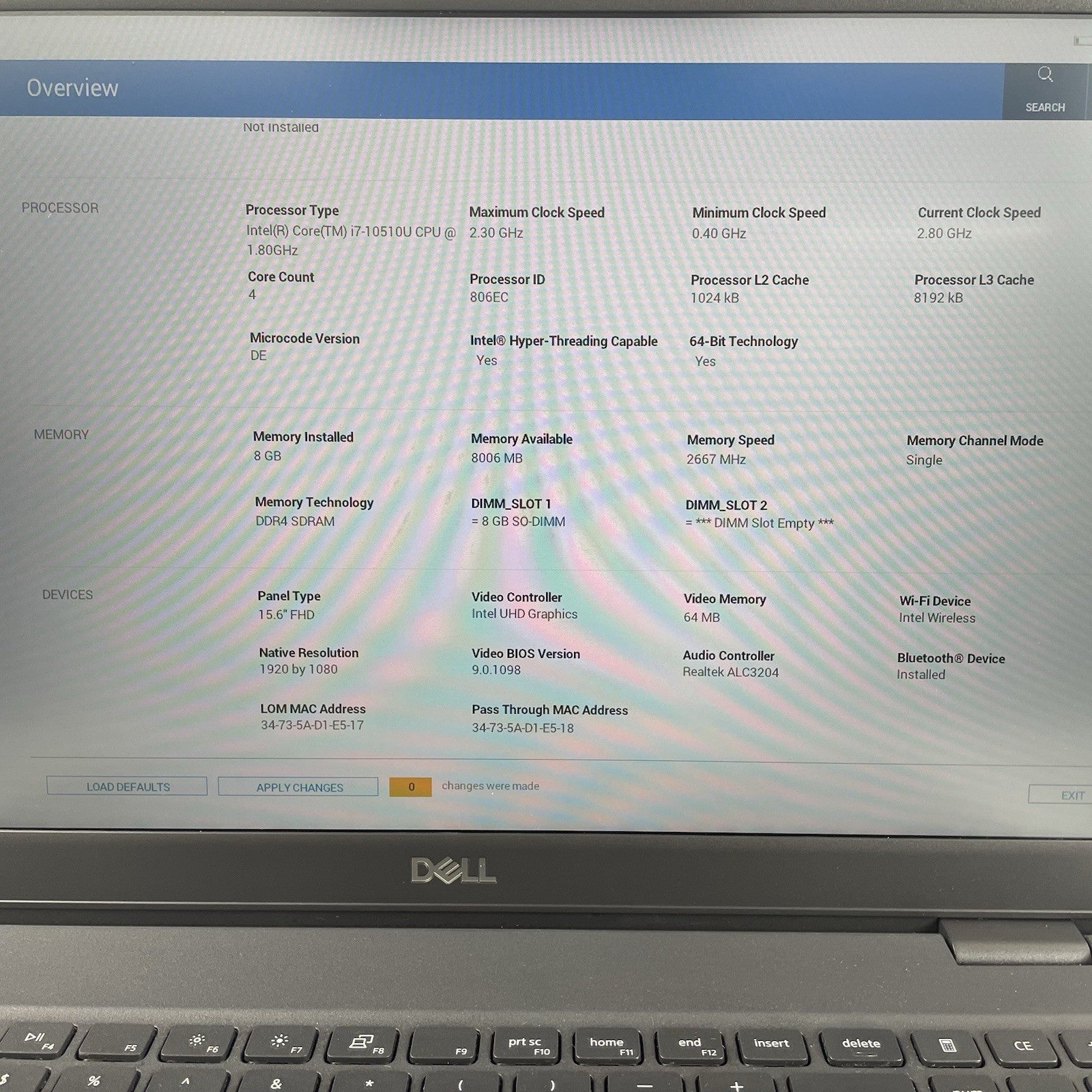 Dell Latitude 3510 15.6" i7-10510U 1.80 GHz 8 GB RAM No SSD/OS/AC - READ3