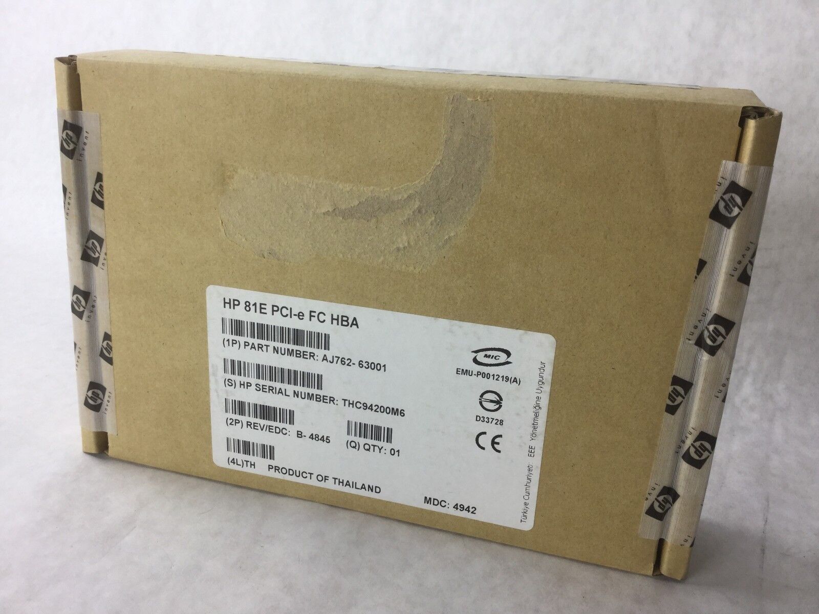HP 81E PCI-e FC HBA, AJ762-63001, New in Box, Unopened,