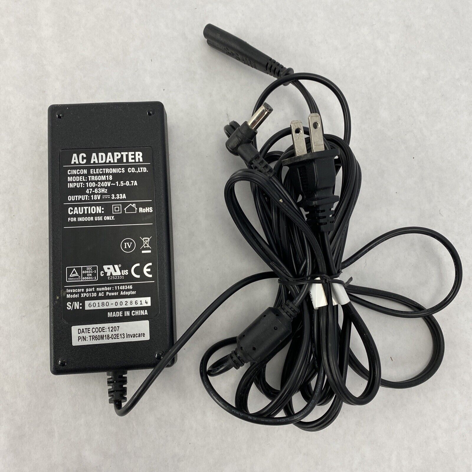 Cincon TR60M18 AC Adapter to 18VDC 3.33A Barrell (Lot of 2)