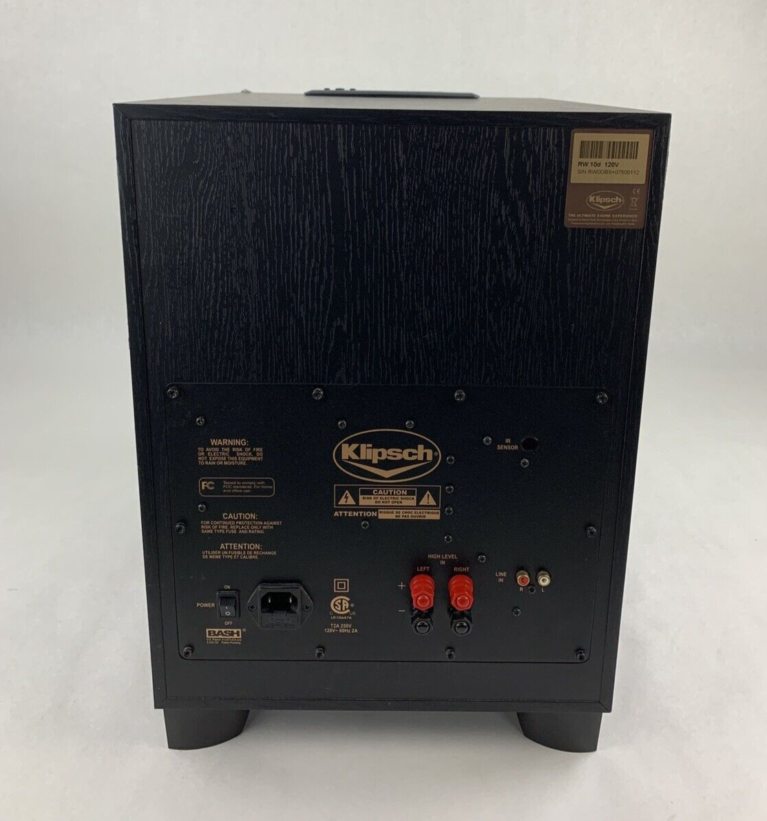 Klipsch RW-10D 120V Digitally Controlled Sub Woofer Tested No Rubber On Feet